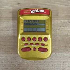 Vintage Handheld Yahtzee Electronic Game GOLD & RED Hasbro 2002 TESTED WORKING